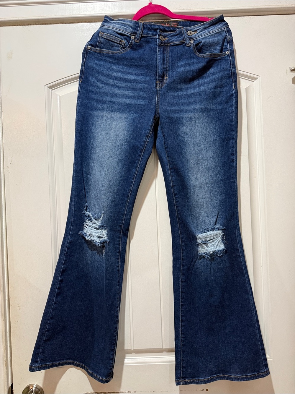 NWOT. Canana Brand. Indigo Distressed Flare Jeans